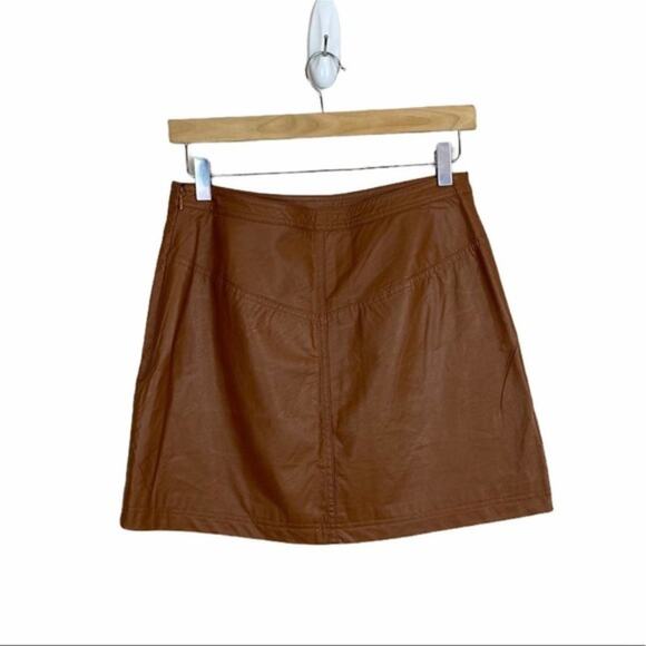 NEW Free People Fake Out Brown Faux Leather Vegan Wrap Skirt Size 2 - Picture 7 of 8